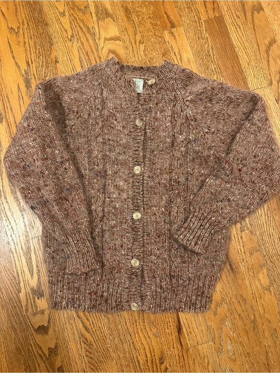 L.L. Bean Sweaters - Vintage Speckled Cable-Knit 100% wool Button Cardigan Sweater